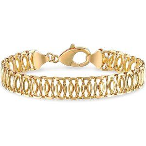 18K Gold Plated Mesh Bracelet for Women, 7.5 Inches - Made in Brazil